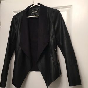 Ever New Faux Leather Drape Front Jacket